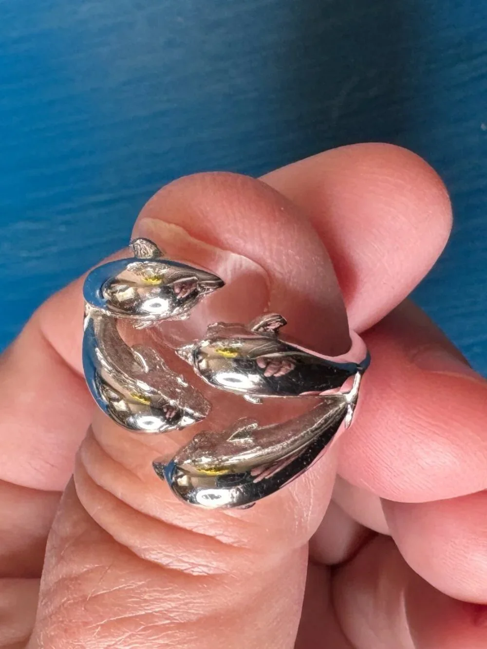 Vintage RS Covenant (RSC) Stamped Sterling Silver Dolphin Wrap Ring - Size 9